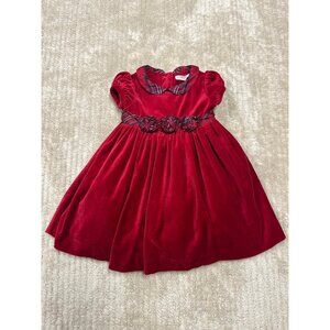 Janie and Jack Holiday Traditions 12-18 mos. Red Velveteen Plaid Rosette Dress